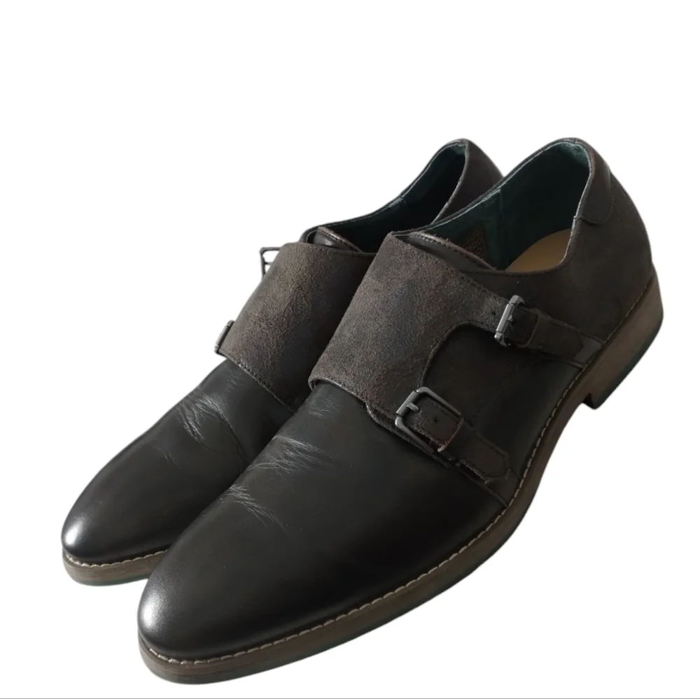Robert Wayne Distressed Leather Monk Strap Men's size‎ 13D Loafers Casual Shoes